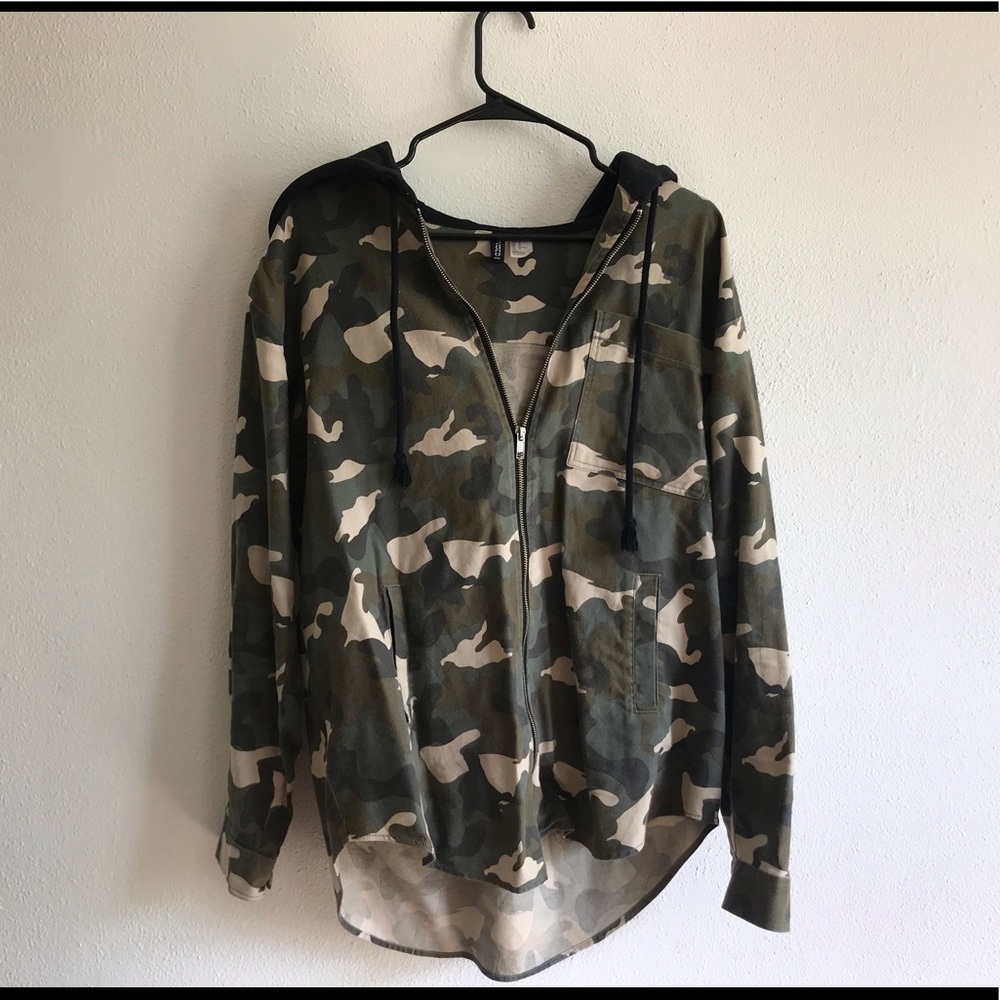 Camo Jacket with Black Hood